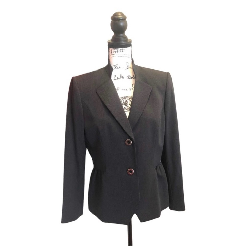 Tahari ASL Suit Jacket Blazer Black Size 10P petite peplum Workwear formal